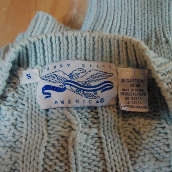 Vintage Perry Ellis America Women's Cable Knit Sweater- blue size s - Picture 5 of 5